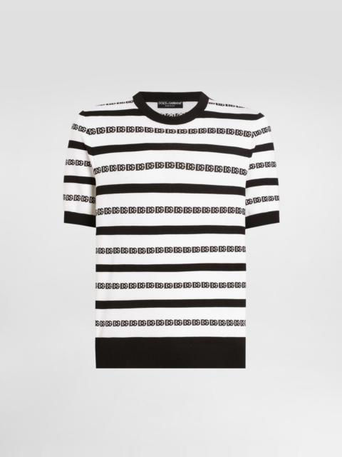 Silk crew-neck pullover with logo