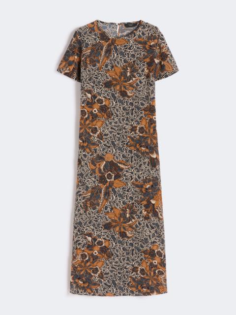 Printed silk crêpe de Chine dress - NAVY