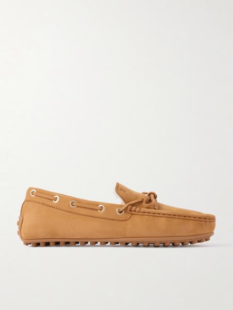 Gommino Shearling-trimmed Suede Loafers