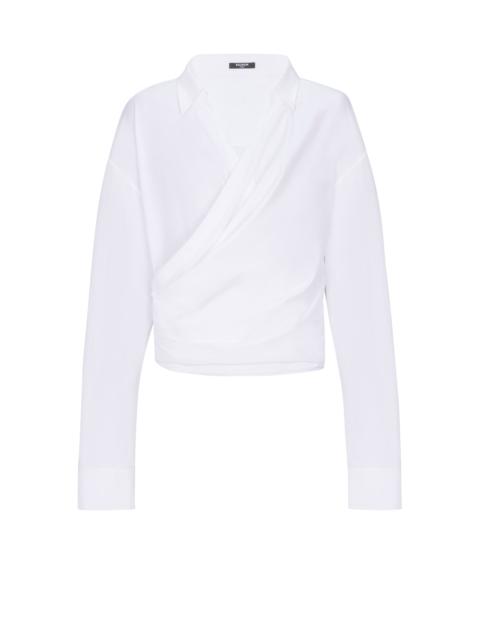Draped cotton poplin shirt