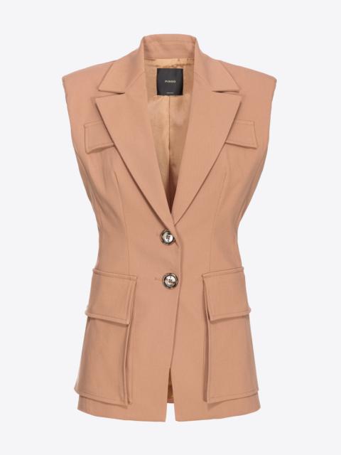 SLEEVELESS STRETCH TRICOTINE BLAZER