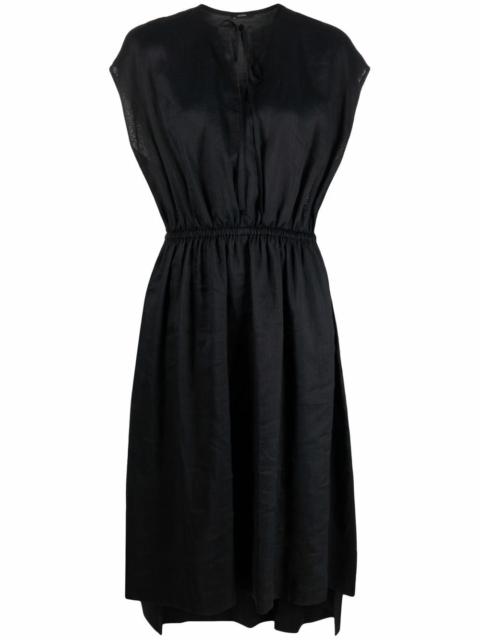 sleeveless gathered-detail dress