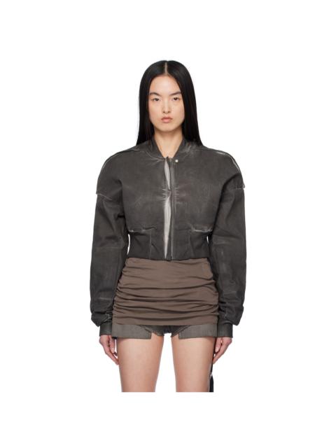 Gray Hollywood Cropped Denim Flight Jacket