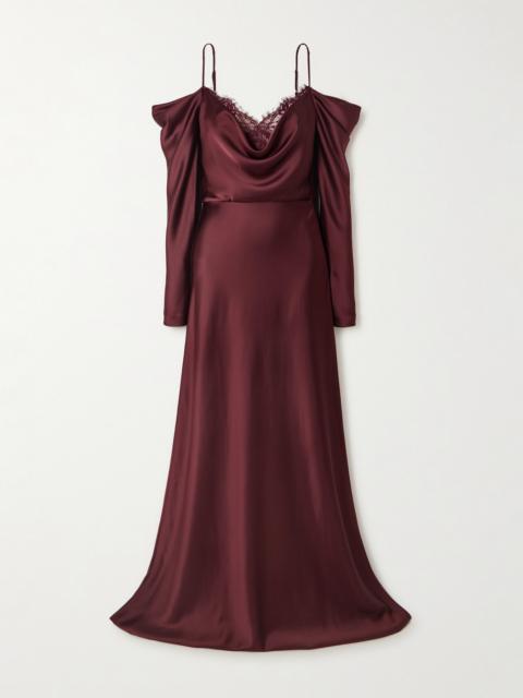 Avalon Lace-trimmed Satin Gown