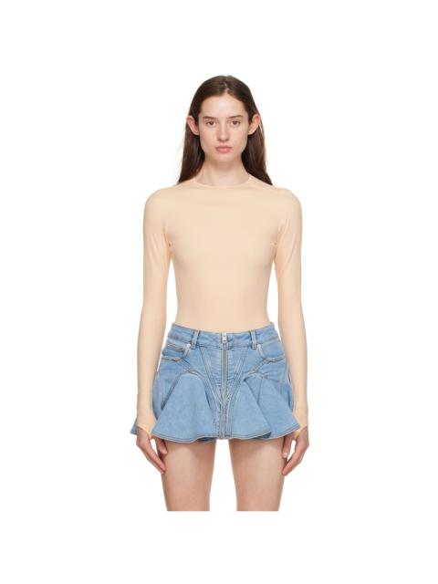 Beige Embossed Bodysuit