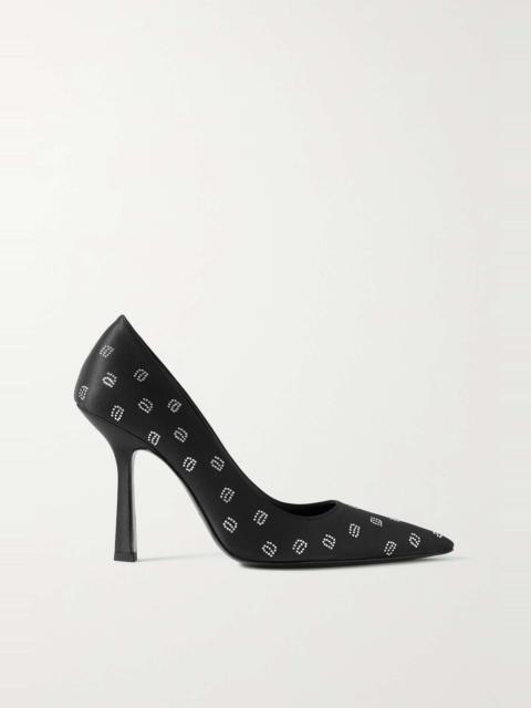 Delphine crystal-embellished satin pumps