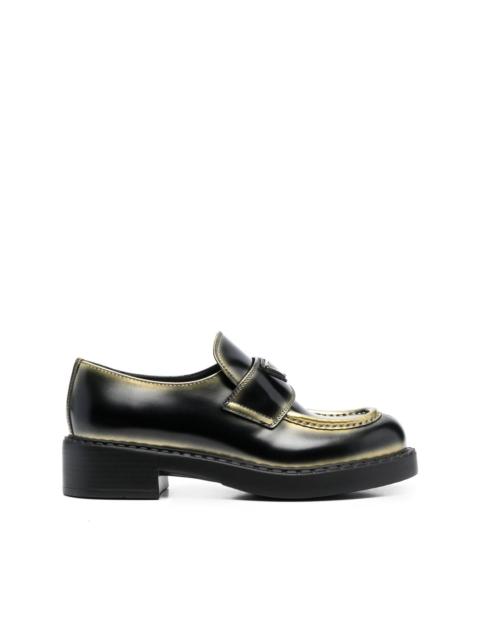 logo-plaque leather loafers