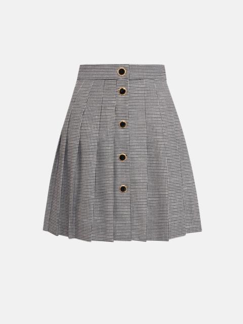 LUREX WOOL PIED DE POULE PLEATED MINI SKIRT