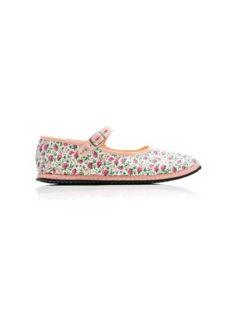 Exclusive Riviera Floral Canvas Mary Jane Flats pink