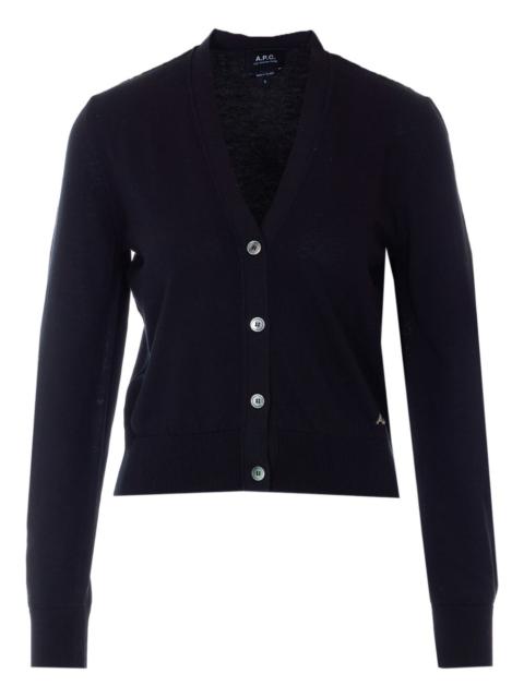 embroidered-logo cardigan