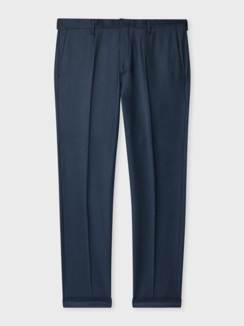 Slim-Fit Navy Overdyed Wool-Cashmere Flannel Trousers