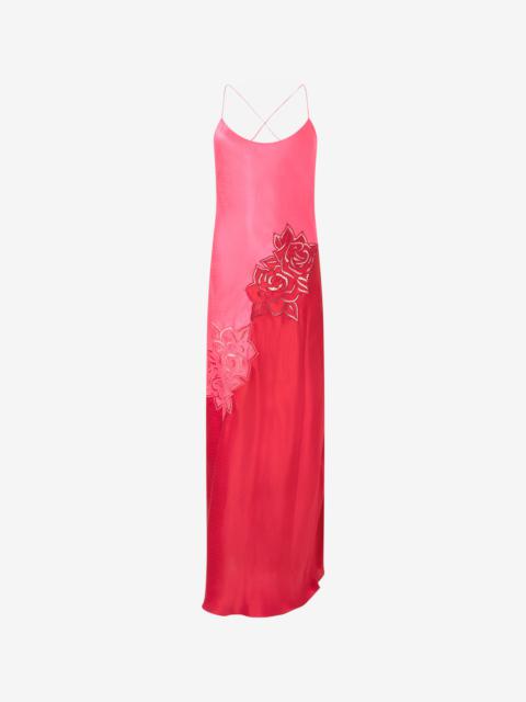 Long Dress With Perforated Rose Pattern