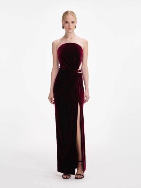 Burgundy Velvet Bandeau Maxi Dress