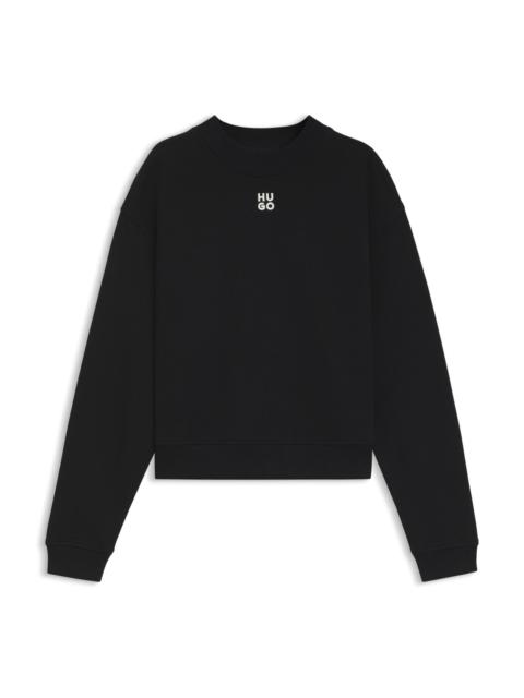 RELAXED-FIT COTTON-TERRY SWEATSHIRT WITH STACKED-LOGO EMBROIDERY