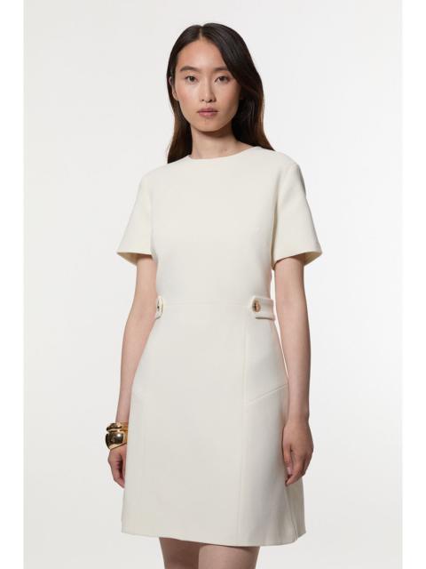 Compact Stretch Essential Waist Tab Detail Tailored Mini Dress