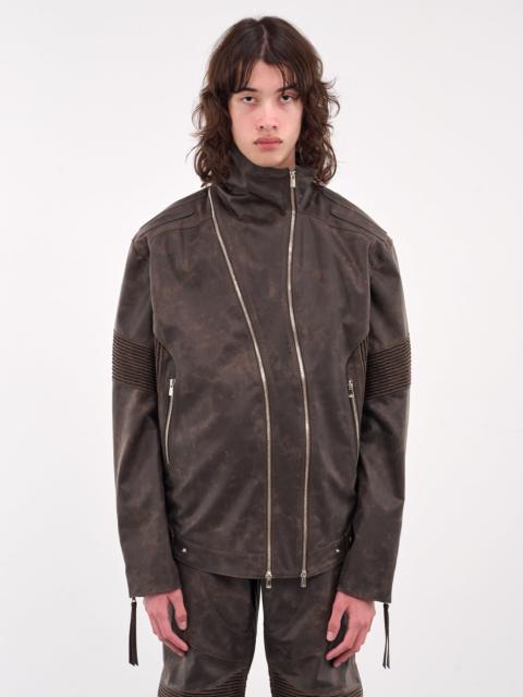 Asymmetrical Embossing Leather Jacket