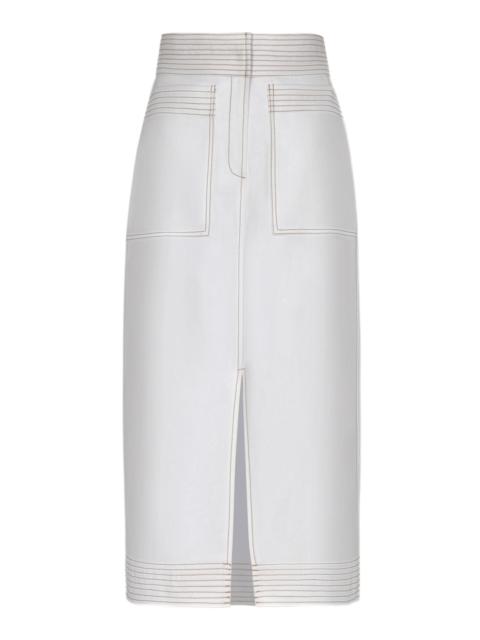 Caminos Patch Pocket Linen Midi Skirt off-white