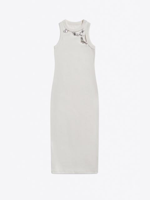 DISTRESSED CRYSTAL RIBBED KNIT MIDI TANK DRESS