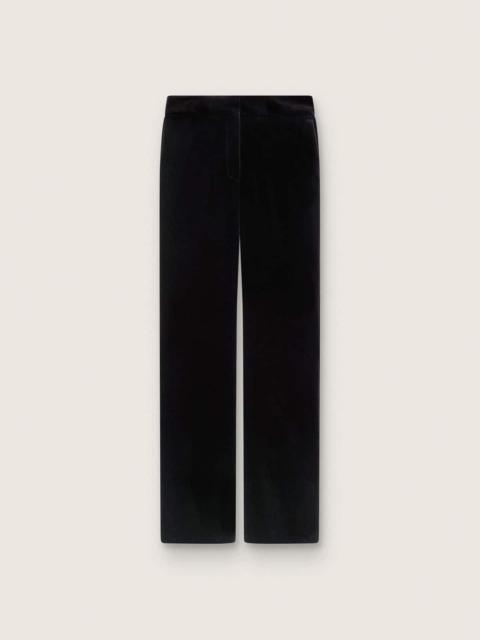 Women's slim-fit flared pants in black cotton velvet