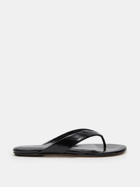 Flat Thong Sandal / Black Leather Eel Effect