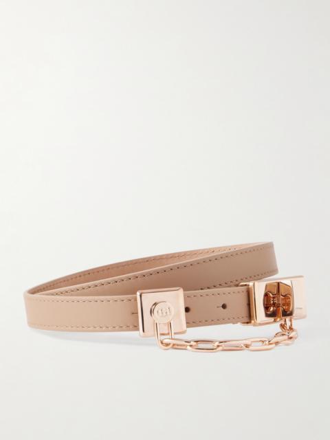 Lock Chain-detailed Leather Belt