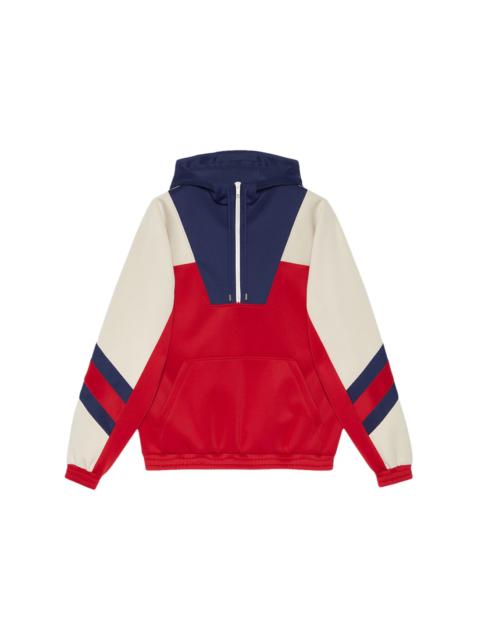 Gucci Neoprene Half-Zip Webbed Jacket Red/Ivory/Blue/Red