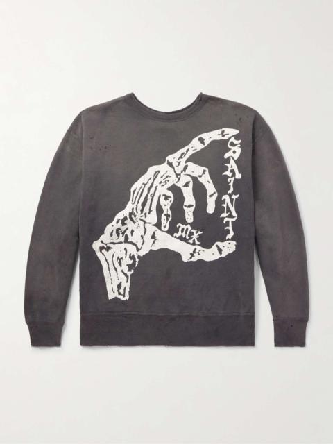 Distressed Printed Cotton-Jersey Sweatshirt