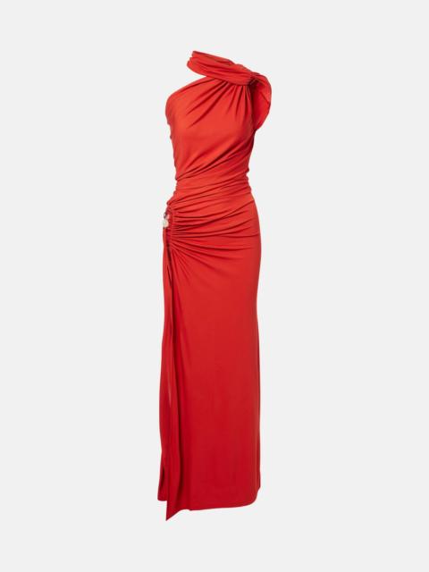 Cutout draped one-shoulder gown
