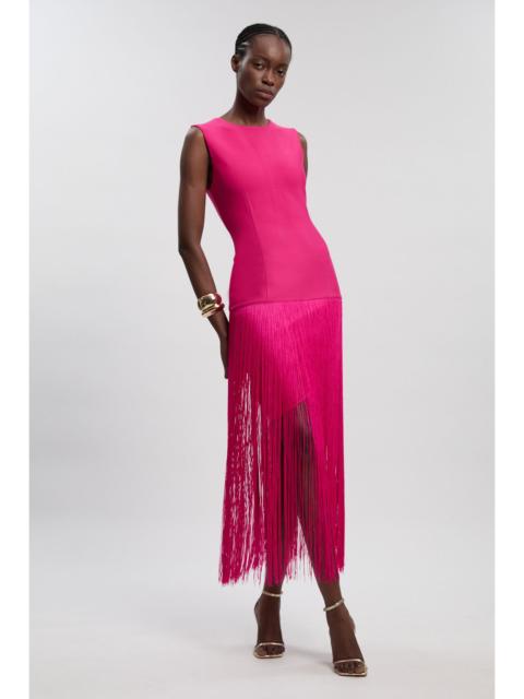 Figure Form Bandage Tassel Hem Knitted Dress