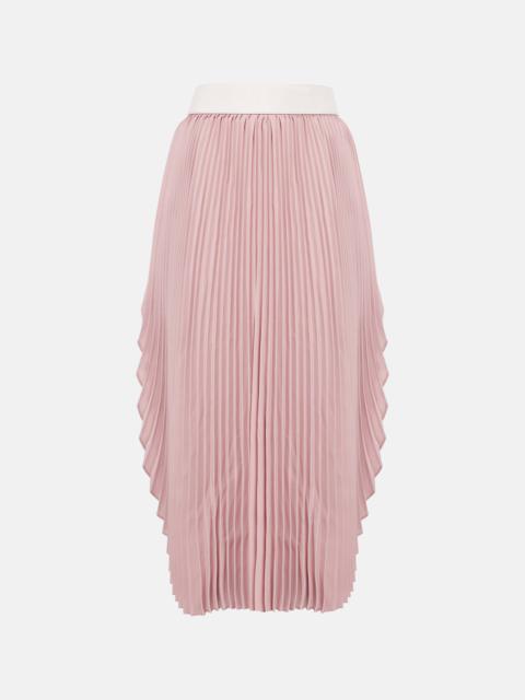 Leather-trimmed plissé maxi skirt