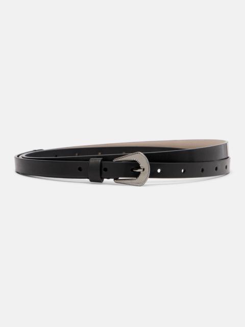 Slim leather belt
