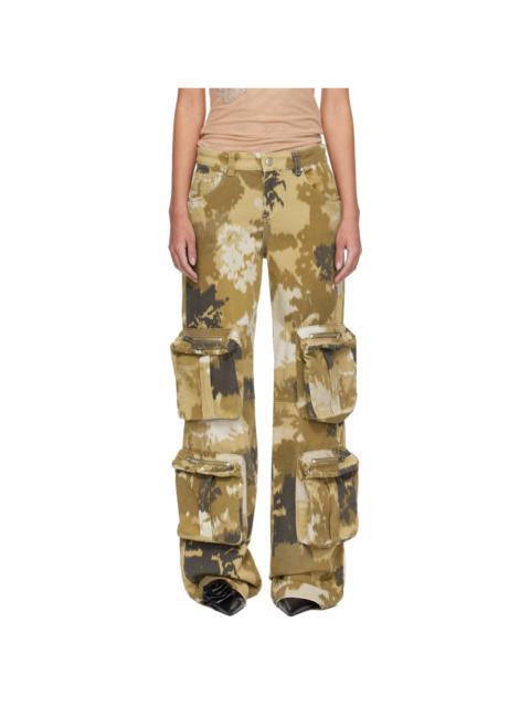 Brown Camouflage Denim Cargo Pants