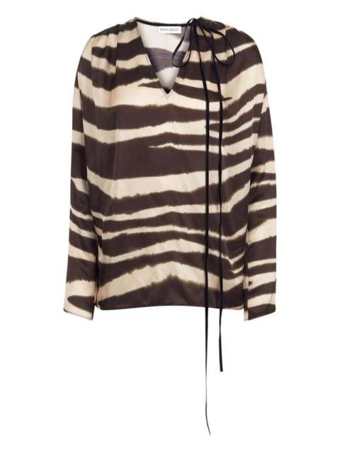 zebra-print V-neck top