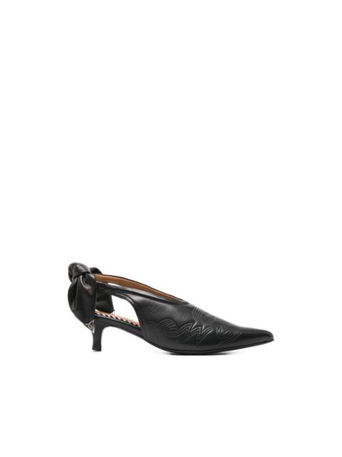 bow-detail embroidered pumps