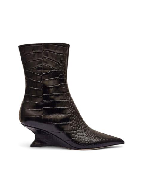 Nina crocodile-effect sculpted boots