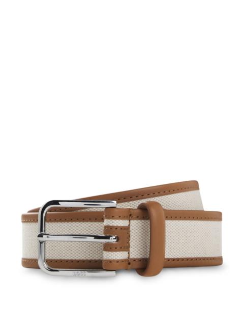PIN-BUCKLE BELT IN LEATHER AND CANVAS