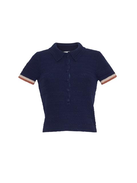 Lydia Top
The Crochet Fabrication Adds A Bohemian Flare To The Classic Polo