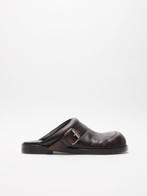 Leather buckle shoes - Brown/black
