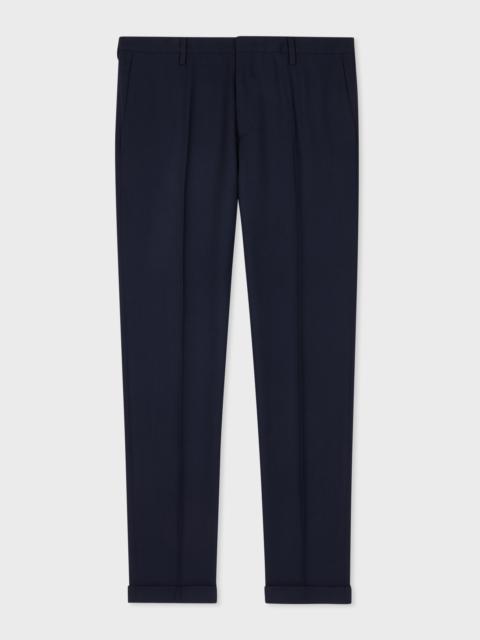 Slim-Fit Navy Wool Nep Trousers