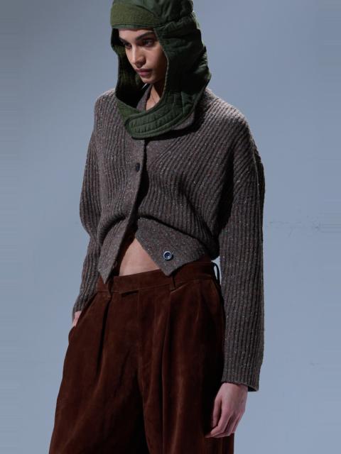 SPLIT HEM RIBBED CARDIGAN