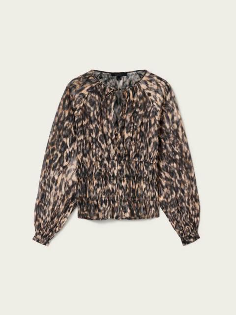 CERN ANIMAL PRINT SHIRRED TOP