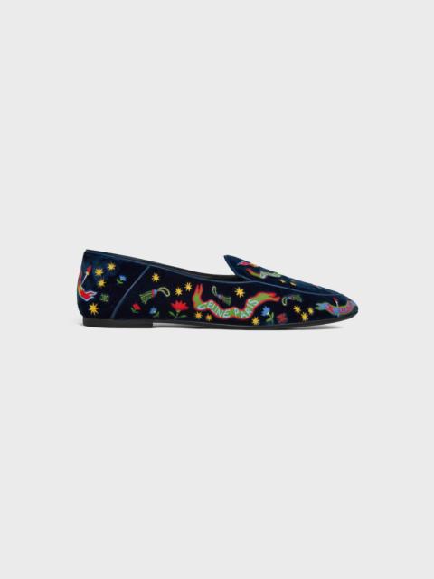 AURA LOAFER IN COLLEGE EMBROIDERED VELVET