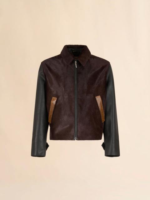 BLACK LEATHER AND PONY HAIR JACKET