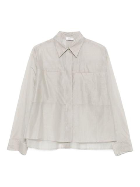 button-fastening cotton-silk shirt