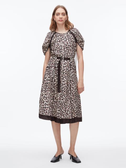 Leopard Ruched Sleeve Midi Dress