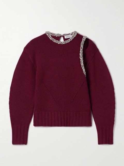 Monroe Cutout Crystal-embellished Wool-blend Sweater