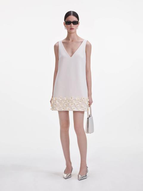 Cream Crepe 3D Sequin Mini Dress