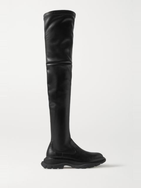 Leather exaggerated-sole over-the-knee boots