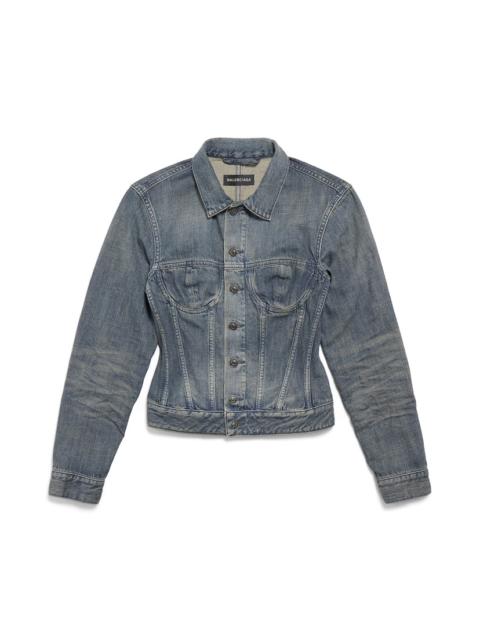 Women's Corseted Denim Jacket in Blue