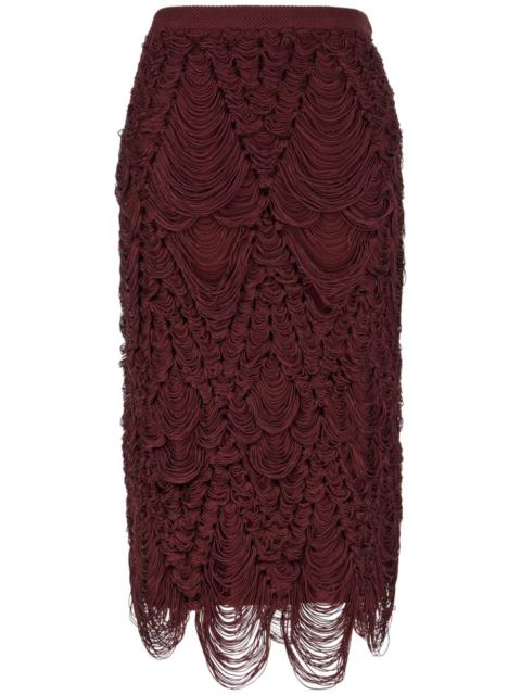 fringed midi skirt